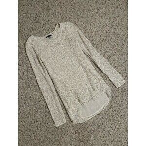 Apt 9 Cream Sequin Long Pullover Sweater Layered Look Size Small Sparkle Fancy